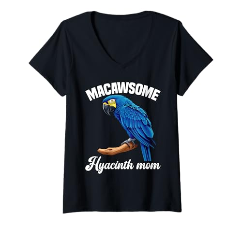 Damen Hyazinthe Macaw Mom Birdkeeper Papagei Mama Hyazinthe Ara T-Shirt mit V-Ausschnitt von Hyacinth Macaw Outfit For Hyacinth Macaws Owners