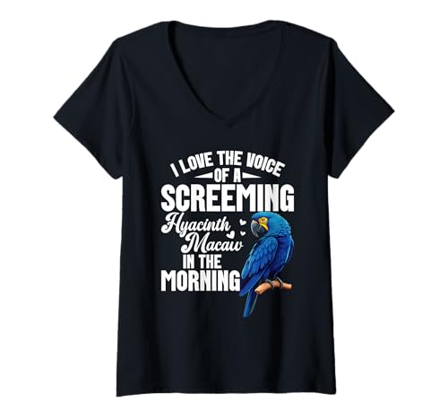 Damen Papageienbesitzer Vogelliebhaber Birdkeeper Scream Hyazinthe Ara T-Shirt mit V-Ausschnitt Damen Papageienbesitzer Vogelliebhaber Birdkeeper Scream Hyazinthe Ara T-Shirt mit V-Ausschnitt von Hyacinth Macaw Outfit For Hyacinth Macaws Owners