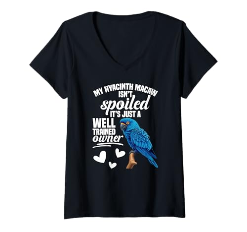 Damen Papageienliebhaber Vogelbesitzer Vogelhaltung verwöhnter Hyazinthen-Ara T-Shirt mit V-Ausschnitt Damen Papageienliebhaber Vogelbesitzer Vogelhaltung verwöhnter Hyazinthen-Ara T-Shirt mit V-Ausschnitt von Hyacinth Macaw Outfit For Hyacinth Macaws Owners
