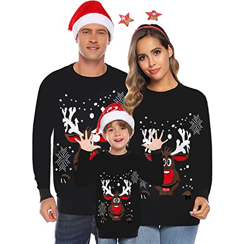 Weihnachtspullover Familie Set Familien Weihnachtspullover Set für Herren Damen Kinder Junge Mädchen Weihnachtspullis Sweatshirt Xmas Pulli Warm Winter Sweatshirt Ugly Christmas Pullis Sweater 2022 von Hyalllife