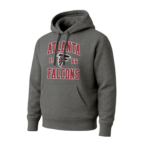 Hybrid Sports NFL Established – Offiziell lizenzierter Fleece-Hoodie für Erwachsene, Anthrazit meliert, X-Large von Hybrid Sports