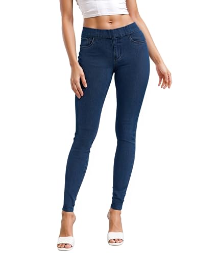 H&C Damen Super Stretch Skinny Schlupfhose mit Petite Regular und langer Innennaht - Blau - Medium Kurze Schlauch von Hybrid & Company