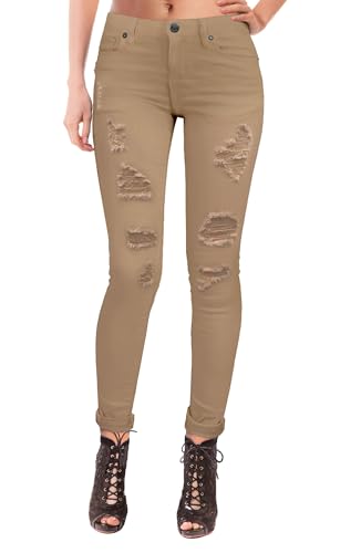 Hybrid & Company Damen Butt Lift Super Comfy Stretch Ripped Skinny Hose, Geripptes Khaki, 48 Mehr von Hybrid & Company