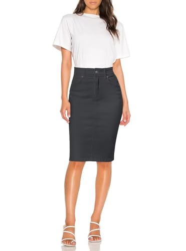 Hybrid & Company Damen Super Comfy Ultra Stretch Midi Rock Knielang mit Taschen, Sk44876-charcoal, 40 von Hybrid & Company