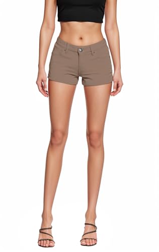 HyBrid & Company Damen Po Heben Twill-Jeans-Shorts 13 Tan von HyBrid & Company