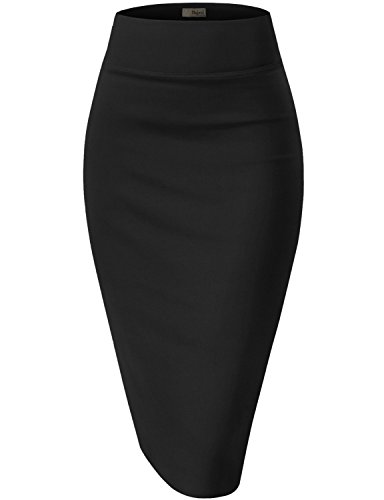 Hybrid & Company Damen Premium Nylon Ponte Stretch Hohe Taille Bleistift Anzug Rock Unterhalb des Knies, X-Groß von Hybrid & Company