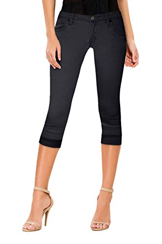 Hybrid & Company Damen Stretch Jeans Capri 9 Black2 von Hybrid & Company