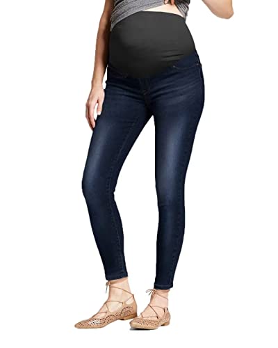 Hybrid & Company Super Comfy Stretch Damen Skinny Umstandsjeans Bermuda Capri, Pm5826a-darkwash, Groß von Hybrid & Company