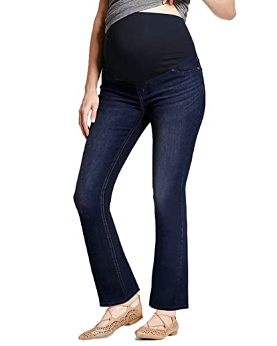 Hybrid & Company Super bequeme Stretch Damen Umstands-Bootcut Jeans mit echten Taschen, Pm4645r-darkwash, Groß von Hybrid & Company