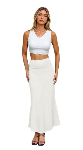 Hybrid & Company Vielseitiger Maxirock für Damen, umgeschlagene Taille, wandelbares Kleid, Ksksd9500-1017-ivory, Groß von Hybrid & Company