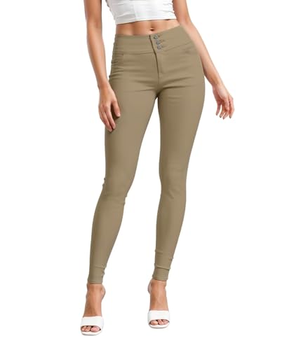 Women's Butt Lift V3 Super Comfy Stretch Denim Jeans P45076SK Khaki 5 Long von Hybrid & Company