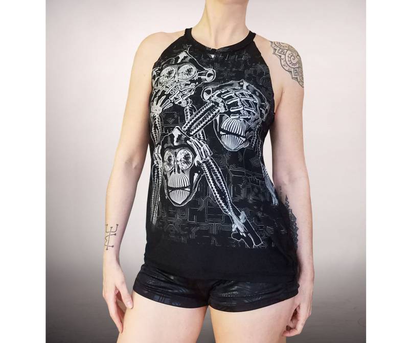 Cybermonkey Tank Racerback T-Rücken Tanktop Damen Schwarz Affen Cyberpunk Nichts Sehen Sagen Punk Heavy Metal Gothic Ska Hybridpunkberlin Cybermonkey Tank Racerback T-Rücken Tanktop Damen Schwarz Affen Cyberpunk Nichts Sehen Sagen Punk Heavy Metal Gothic Ska Hybridpunkberlin von HybridPunkBerlin