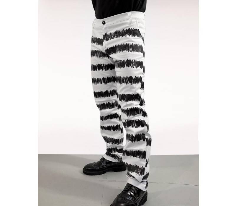 Distilled Pants Herren Hose Gestreift Weiss Schwarz Blau Rot Hose Männer Gerader Schnitt Schwarze Streifen Anzughose Baumwolle Cyberpunk von HybridPunkBerlin