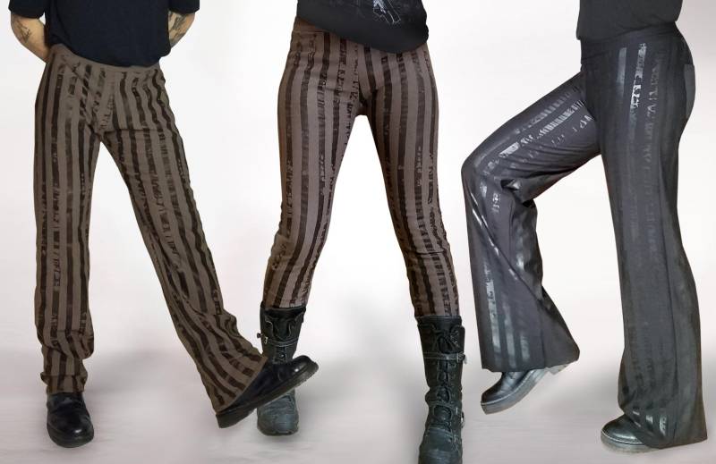 Gitano Unisex Pants Gestreift Herren Damen Weit Oder Skinny Leggings Herrenpants Damenhose Punkhose Schwarz Braun Genderless Hose Bequem von HybridPunkBerlin