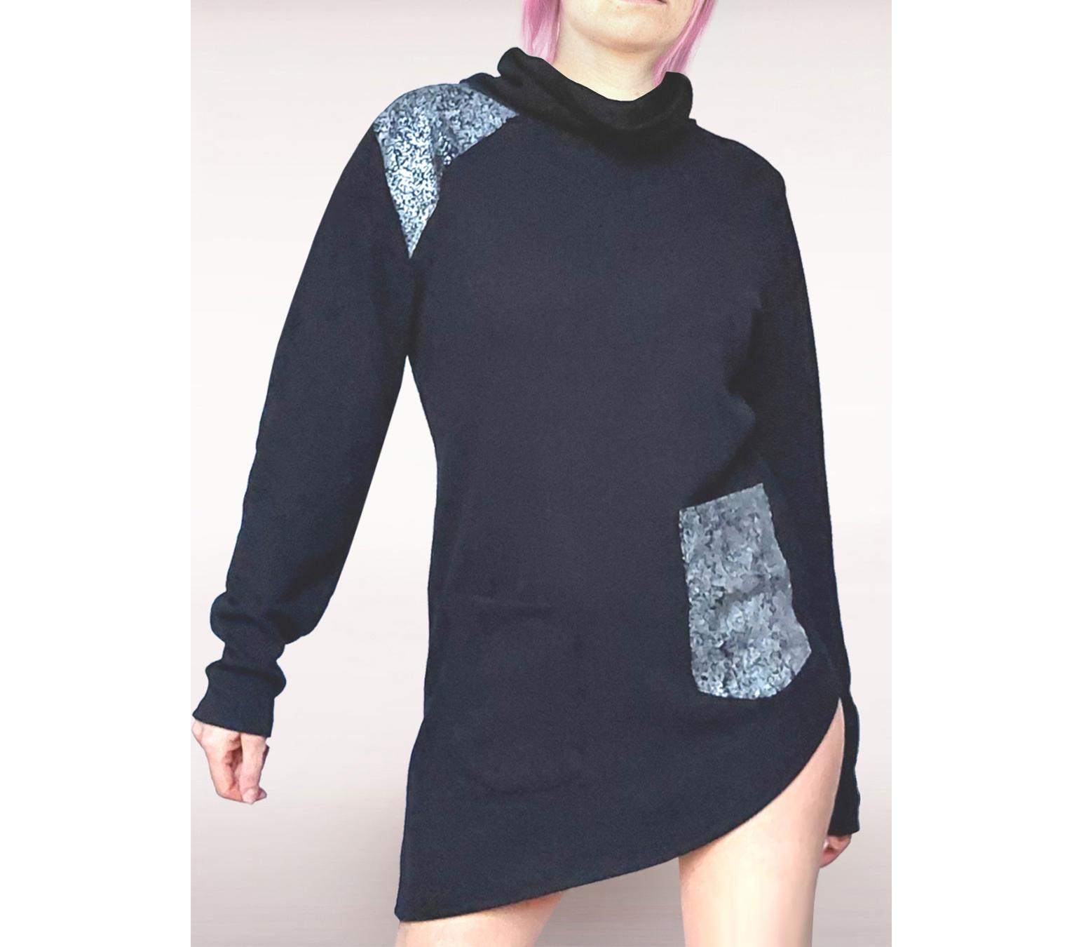 Knitted Turtle Neck Pullover Women Schwarz Shirt Strick Warm Baumwolle Cyberpunk Gothic Goth Distressed Dystopisch Punk von HybridPunkBerlin