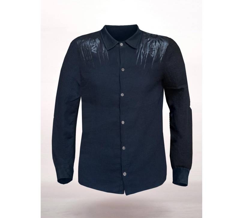 Lost B Button Down Shirt Schwarzes Herrenhemd Mit Leicht Changierendem Print Goth Elegant Abendkleidung Herren Sommer Crepe Lost B Button Down Shirt Schwarzes Herrenhemd Mit Leicht Changierendem Print Goth Elegant Abendkleidung Herren Sommer Crepe von HybridPunkBerlin