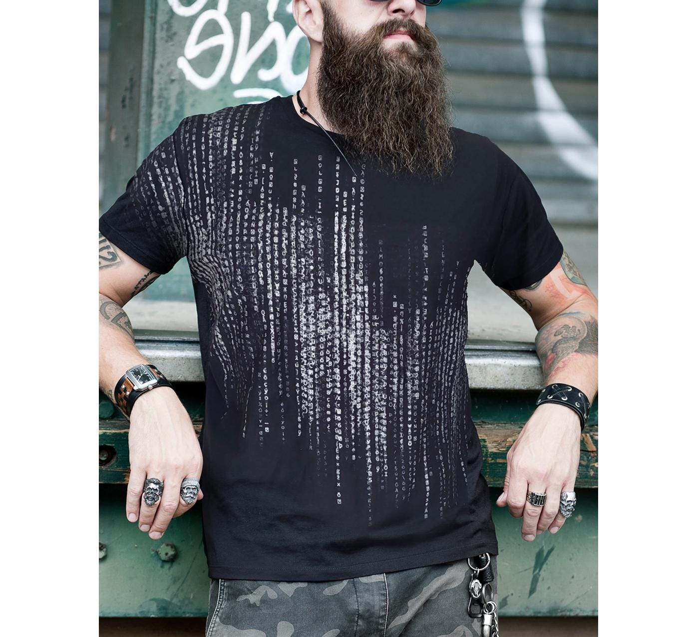 Matrix Shirt T-Shirt Herren Männershirt Schwarz Gothic Nerd Geek Math Geschenk Für Männer Oversize Große Größen Übergröße Weirdo Cool von HybridPunkBerlin