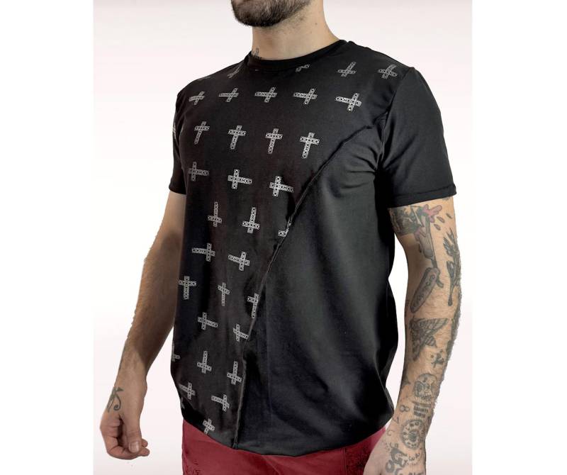 Mexican Crosses Berlin Designer Shirt Men Black Herren T-Shirt Schwarz Gothic Cyber Cybergoth Industrial Dystopian Wave Punk Kreuz von HybridPunkBerlin