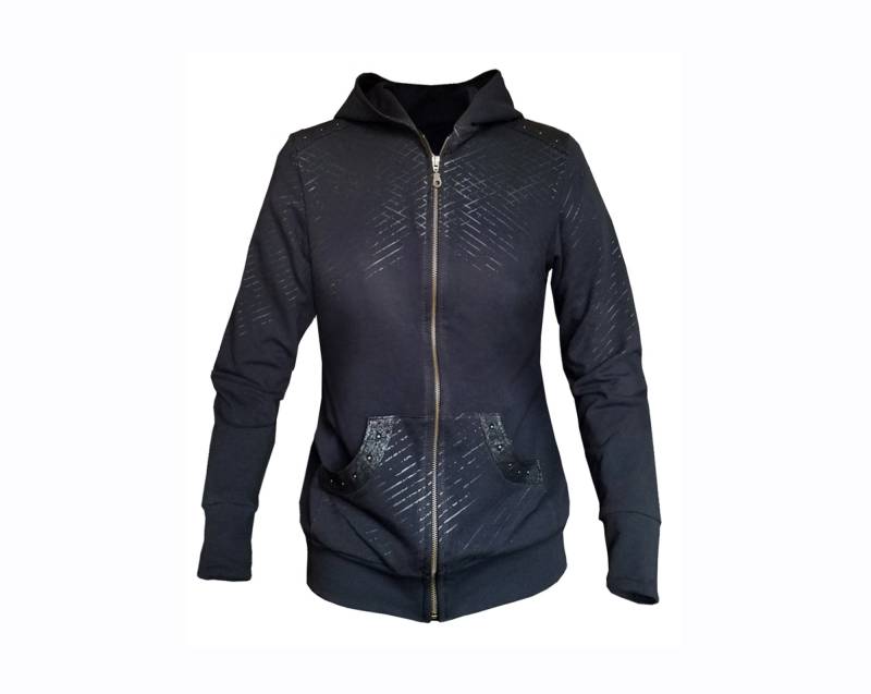 Unisex Hoodie Mija Gestreift Streifen Schwarz Khaki Olive Mann Hoodiejacke Nieten Cyberpunk Steampunk Gothic Goth Punk Postpunk Genderless Unisex Hoodie Mija Gestreift Streifen Schwarz Khaki Olive Mann Hoodiejacke Nieten Cyberpunk Steampunk Gothic Goth Punk Postpunk Genderless von HybridPunkBerlin