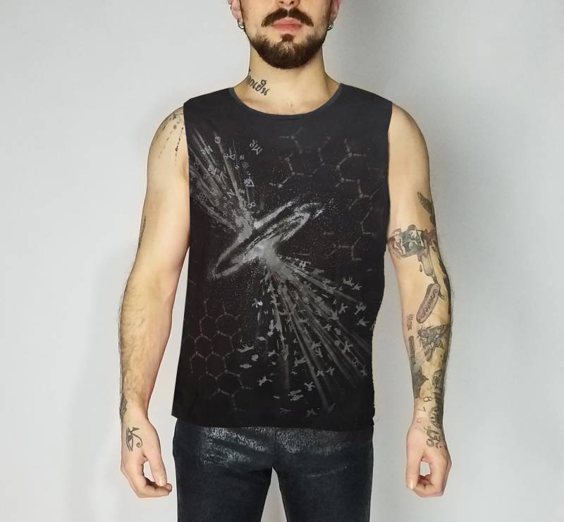 stardust Tank Unisex Hybridpunkberlin Schwarz Männershirt Herrenshirt Cyberpunk Gothic Goth Postapokalyptisch Dark Universe Galaxy von HybridPunkBerlin