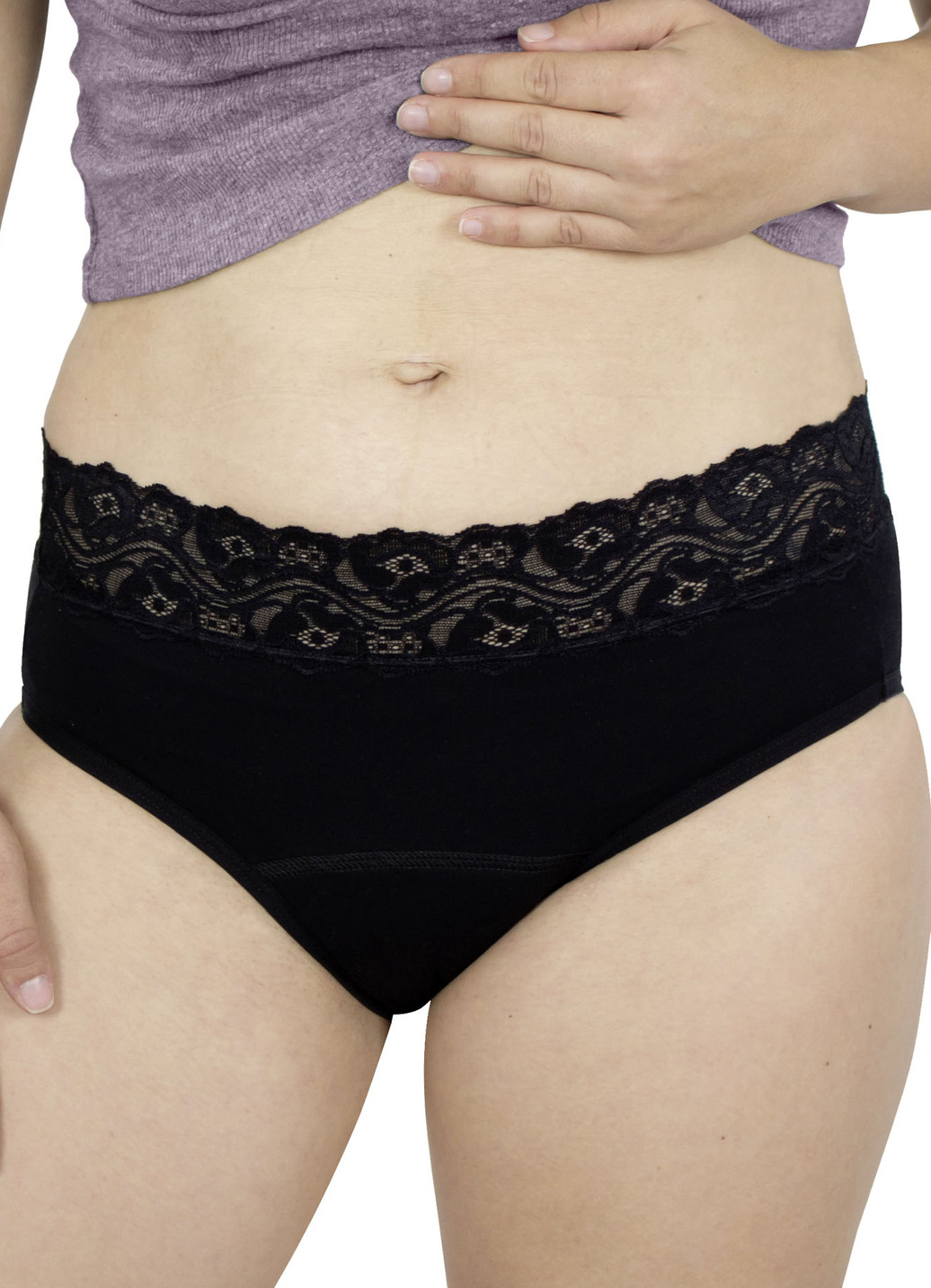 Hygiene-Damen-Slip mit Spitze von Hydas, Damen-Slip mit Spitze, Größe 3 (46/48), Schwarz von Hydas