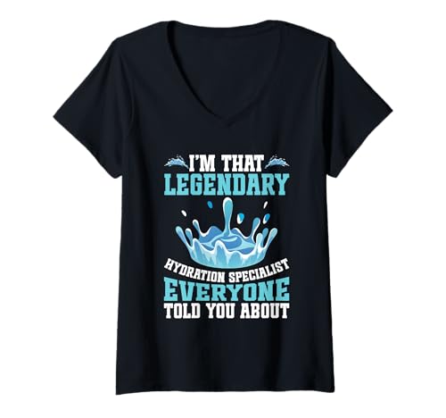 Damen H20 Dealer Team Waterboy Hydratisiertes legendäres H20-Wasser T-Shirt mit V-Ausschnitt Damen H20 Dealer Team Waterboy Hydratisiertes legendäres H20-Wasser T-Shirt mit V-Ausschnitt von Hydration Specialist Outfit For & Water Manager