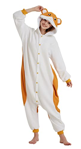 Hydrobreak Schlafanzug für Erwachsene Unisex Einteiler Pyjama Tierkostüm Halloween Christmas Cosplay Onesie Hamtaro S von Hydrobreak