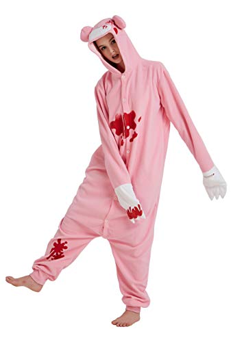 Hydrobreak Schlafanzug für Erwachsene Unisex Einteiler Pyjama Tierkostüm Halloween Christmas Cosplay Onesie Rosa Gloomy L von Hydrobreak