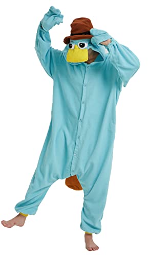 Hydrobreak Schlafanzug für Erwachsene Unisex Einteiler Pyjama Tierkostüm Halloween Christmas Cosplay Onesie Schnabeltier XL von Hydrobreak