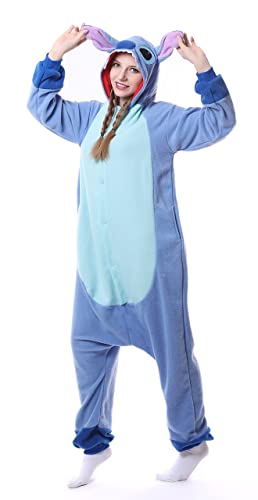 Hydrobreak Schlafanzug für Erwachsene Unisex Einteiler Pyjama Tierkostüm Halloween Christmas Cosplay Onesie Stitch XL von Hydrobreak