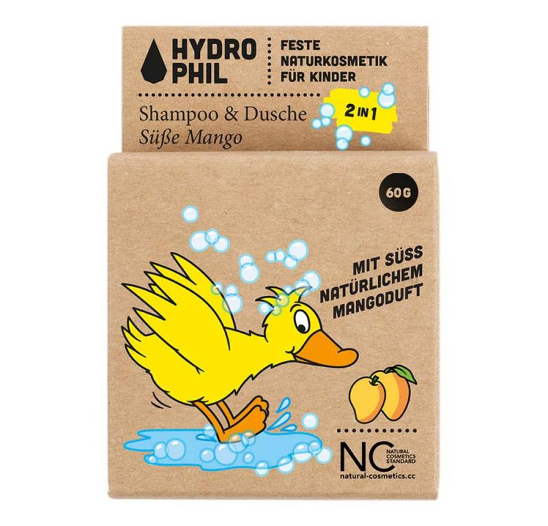 Hydrophil Haarshampoo Kids 2in1 Festes Shampoo & Dusche - Ente Mango 60g von Hydrophil