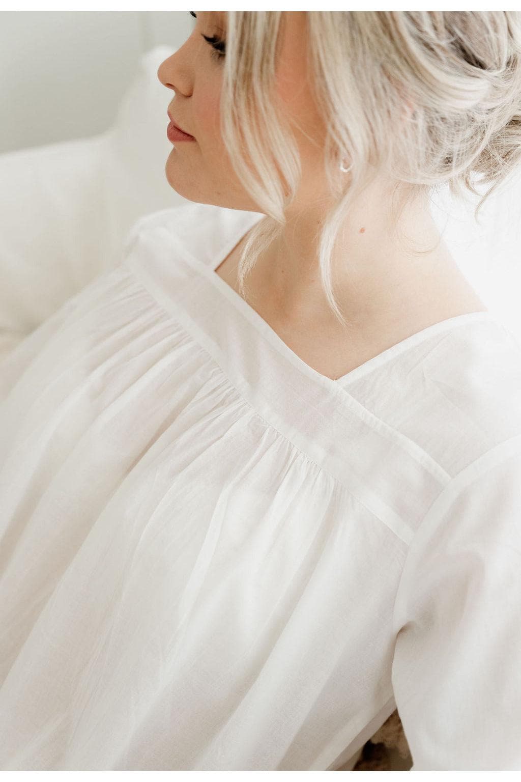 Baumwoll Nachtdress - Soft Weiß Baumwoll Nachtdress - Soft Weiß von HyggeDress