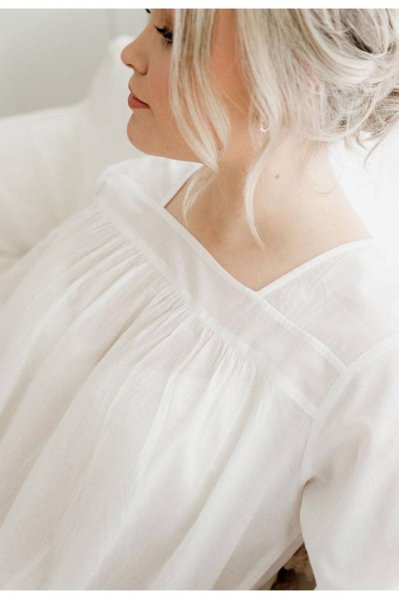 Baumwoll Nachtdress - Soft Weiß Baumwoll Nachtdress - Soft Weiß von HyggeDress