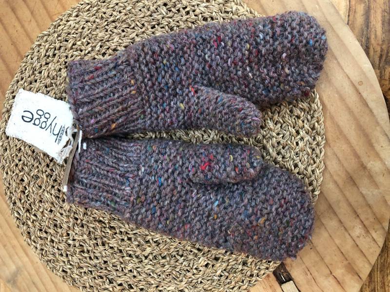 Fäustlinge Aus Recyceltem Garn Mit Futter Upcycling-Fleece von HyggeKnitsCreations