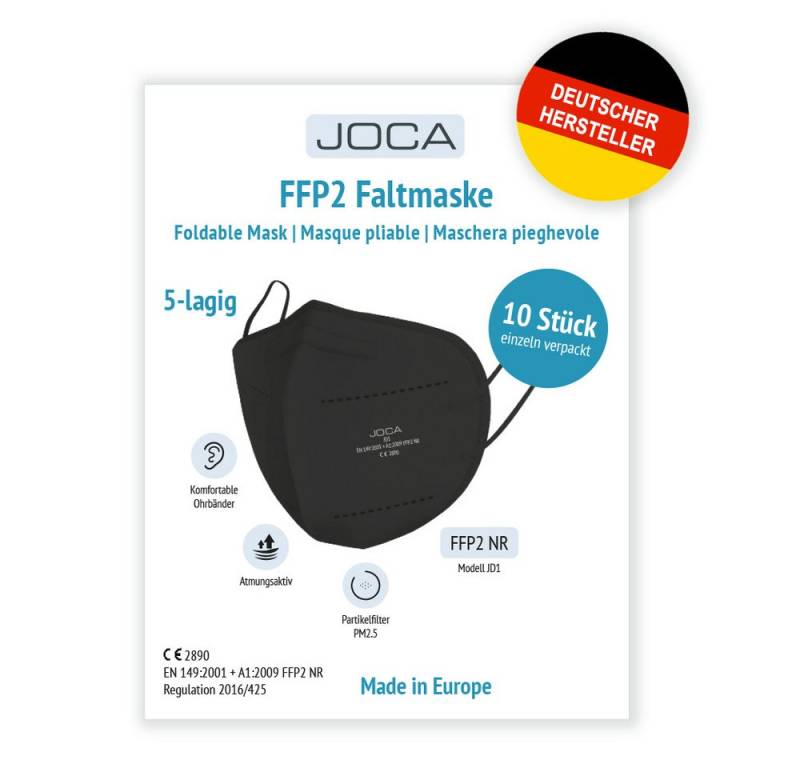 Joca Dental Mund-Nasen-Maske Joca FFP2 Maske JD1, schwarz (10er Box) von Joca Dental