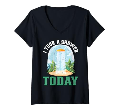Damen I Took A Shower Today Saubere Hygieneleistungen - T-Shirt mit V-Ausschnitt Damen I Took A Shower Today Saubere Hygieneleistungen - T-Shirt mit V-Ausschnitt von Hygienefeier gewinnt
