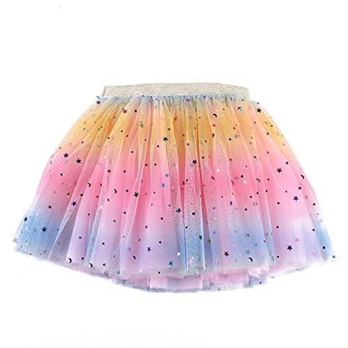 Hykiee Tüllrock Kinder Mädchen, Bunt Regenbogen Rock Baby, Ballerina Tütü Bunter Prinzessin Feen Kostüm, Geschenk Mädchen 2 3 4 5 6 Jahre (Rosa) von Hykiee