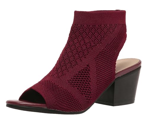 Hykytyhk Damen-Sandalen mit offenem Zehenbereich, atmungsaktiv, gestrickt, grober Blockabsatz, Booties für Frauen, Rot/Ausflug, einfarbig (Getaway Solids), 39.5 EU von Hykytyhk