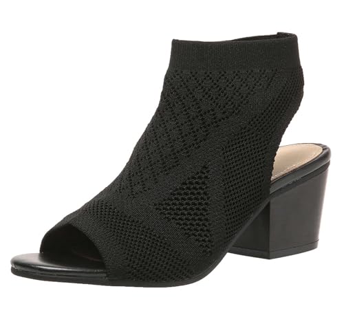 Hykytyhk Damen-Sandalen mit offenem Zehenbereich, atmungsaktiv, gestrickt, grober Blockabsatz, Booties für Frauen, Schwarz, 37.5 EU Hykytyhk Damen-Sandalen mit offenem Zehenbereich, atmungsaktiv, gestrickt, grober Blockabsatz, Booties für Frauen, Schwarz, 37.5 EU von Hykytyhk