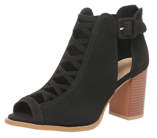 Hykytyhk Damen-Sandalen mit offenem Zehenbereich, klobiger Absatz, Knöchelriemen, Reißverschluss hinten, Schwarz, 41 EU Hykytyhk Damen-Sandalen mit offenem Zehenbereich, klobiger Absatz, Knöchelriemen, Reißverschluss hinten, Schwarz, 41 EU von Hykytyhk