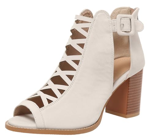 Hykytyhk Damen-Sandalen mit offenem Zehenbereich, klobiger Absatz, Knöchelriemen, Reißverschluss hinten, Weiss/opulenter Garten, 41.5 EU Hykytyhk Damen-Sandalen mit offenem Zehenbereich, klobiger Absatz, Knöchelriemen, Reißverschluss hinten, Weiss/opulenter Garten, 41.5 EU von Hykytyhk