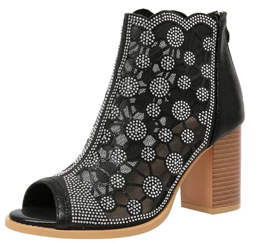 Hykytyhk Damen-Stiefeletten, Peep-Toe, knöchelhoch, hohe Absätze, Sommer-Sandalen, Schwarz, 40 EU Hykytyhk Damen-Stiefeletten, Peep-Toe, knöchelhoch, hohe Absätze, Sommer-Sandalen, Schwarz, 40 EU von Hykytyhk