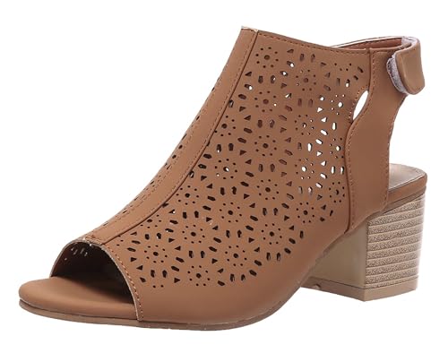 Hykytyhk Peep-Toe-Stiefeletten für Damen, Knöchelriemen, klobiger Block, niedriger Absatz, Braun, 41 EU Hykytyhk Peep-Toe-Stiefeletten für Damen, Knöchelriemen, klobiger Block, niedriger Absatz, Braun, 41 EU von Hykytyhk