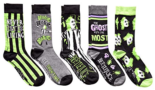 Hyp Beetlejuice The Ghost With The Most Herren Crew Socken, 5 Paar, Mehrfarbig/Meereswellen (Ocean Tides), 37.5-46 EU von HYP