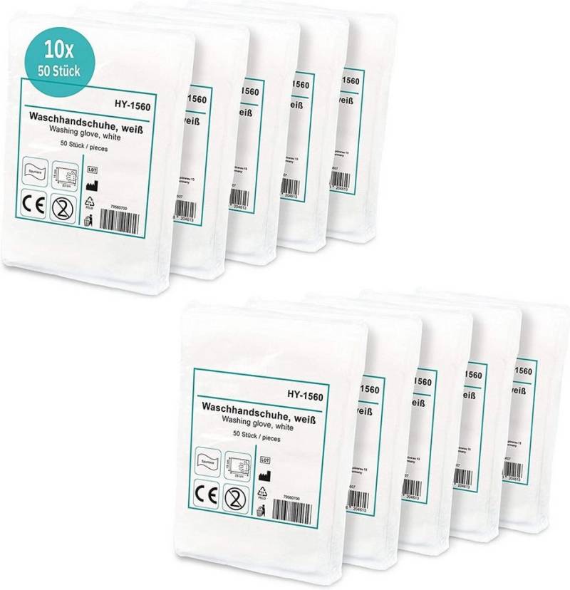 Hypafol Einweghandschuhe Spunlace Einmalwaschlappen für Babys & Erwachsene (Set 10x50 Stk. / 20x50 Stk) aus Vliesstoff, zur Körperpflege von Hypafol
