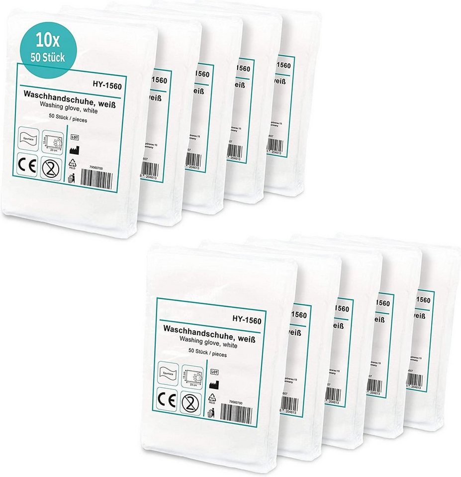 Hypafol Einweghandschuhe Spunlace Einmalwaschlappen für Babys & Erwachsene (Set 10x50 Stk. / 20x50 Stk., 500-St) aus Vliesstoff, zur Körperpflege von Hypafol