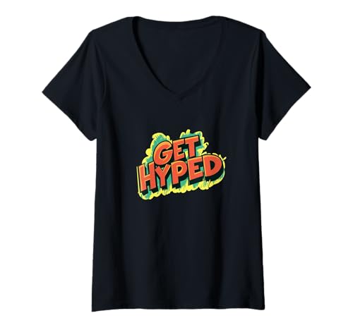 Damen Hyped Logo Kostüm für Coole Jungen und Mädchen T-Shirt mit V-Ausschnitt von Hyped Outfit