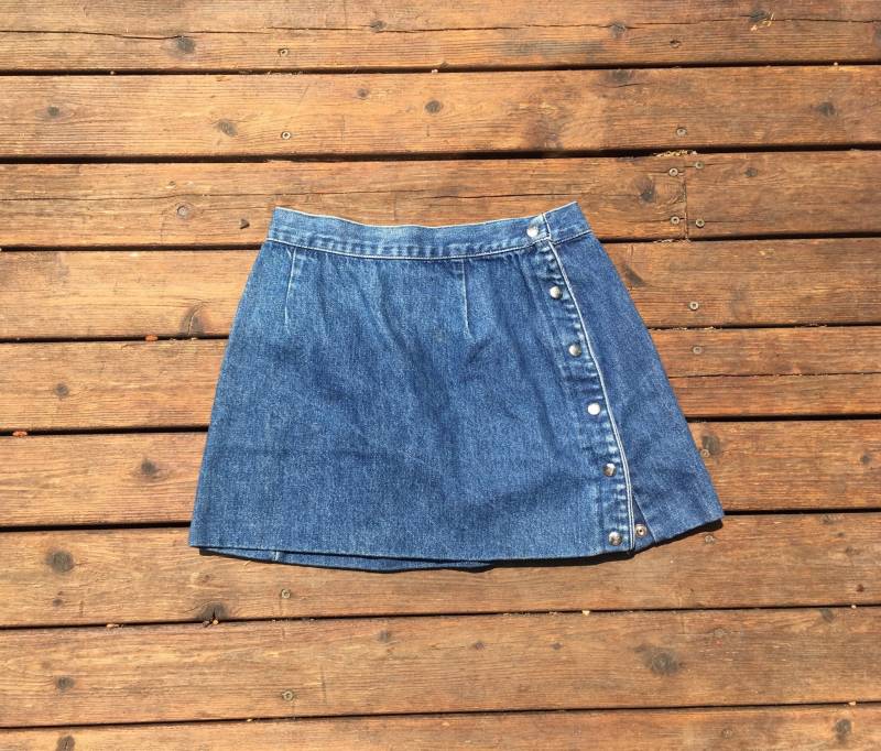 24/25 1960Er Minirock Blau Jean Jeans Kurz High Waist Mod Rock N Roll Rocker Hippie Woodstock Ära 25 26 Xs Extra Klein Bis von HypnoticaVintage