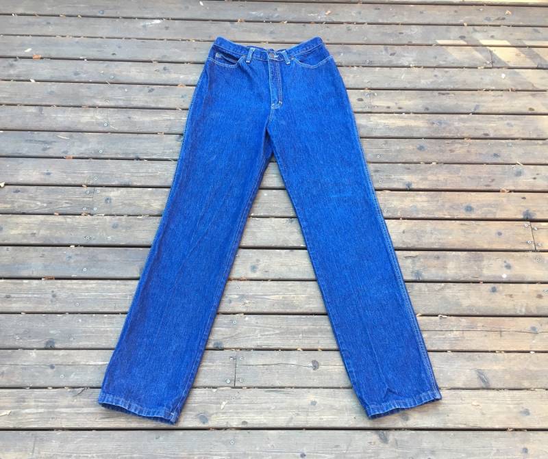 30x34 1970S Calvin Klein Jeans Dunkelblau Western Indigo Rinse Denim 100% Baumwolle Vintage Größe 14 30 Zoll Hohe Taille Schrittlänge 34 Lange 29 8 von HypnoticaVintage