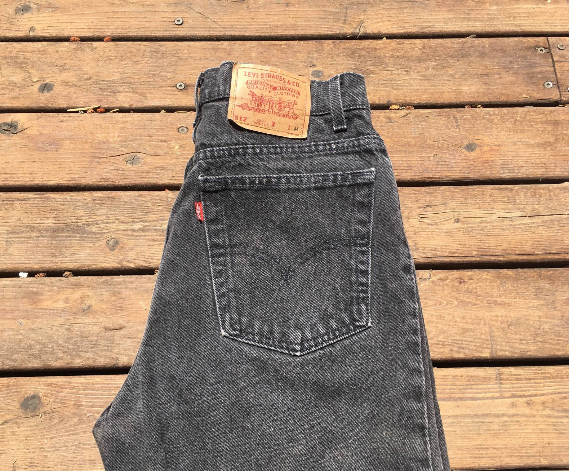 31 Levis 512 Jeans Schlank Verjüngt Schwarz Denim 512S Hohe Taille Hoch Aufsteigen 90Er Jahre 1990Er 30 32 Enge Baumwolle Nicht Stretch Dünne Mama von HypnoticaVintage